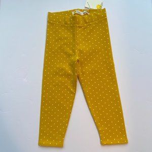 NWT Mini Boden Cosy Yellow Pin Dot Leggings 2/3Y